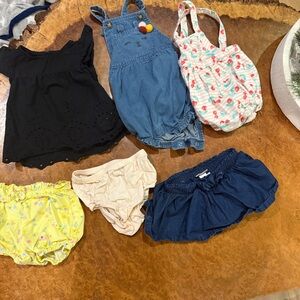 Baby Girl Summer Bundle 3-6 Months | Rompers, Bloomer Shorts & Skirt (6 Pieces)